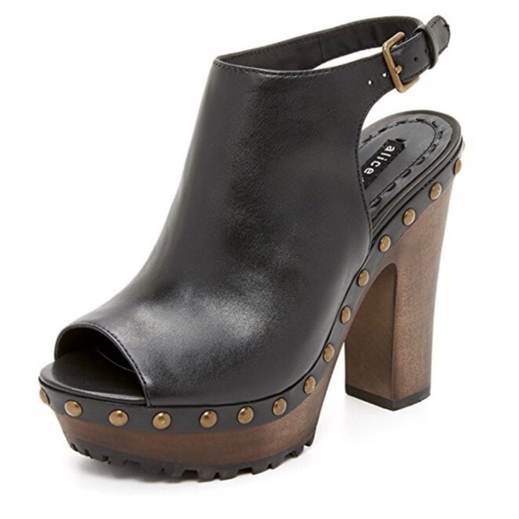 Alice + Olivia Shoes - ALICE + OLIVIA 'Sharon' Leather Platform Clogs Size EU 36 (US 6)